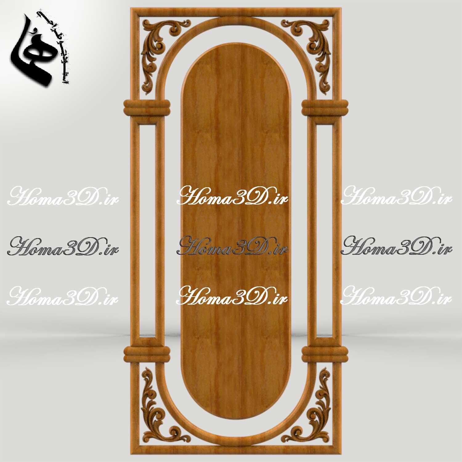 درب‌های چوبی با جزئیات منبت‌کاری – فایل‌های سه‌بعدی STL برای درب