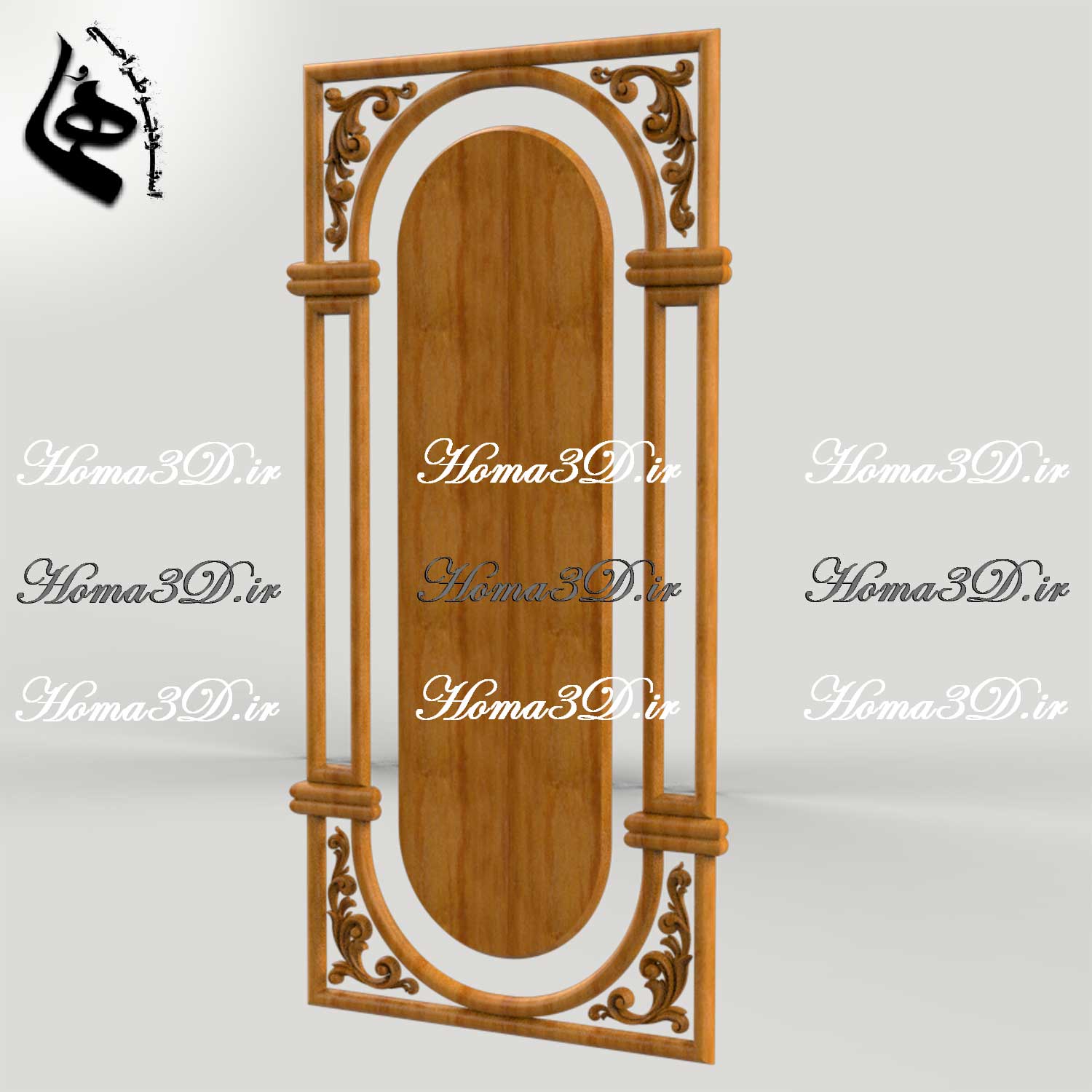 درب‌های چوبی با جزئیات منبت‌کاری – فایل‌های سه‌بعدی STL برای درب