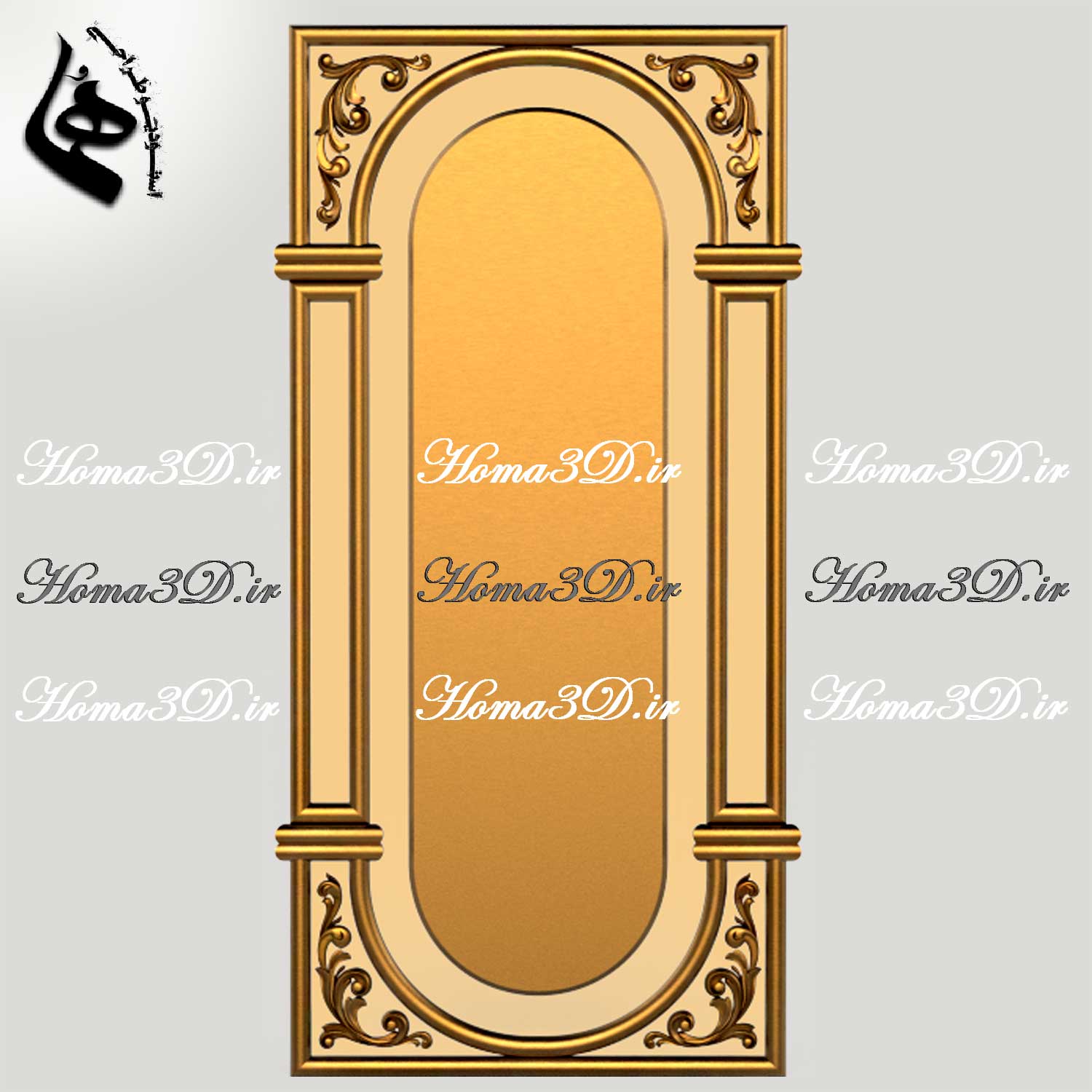 درب‌های چوبی با جزئیات منبت‌کاری – فایل‌های سه‌بعدی STL برای درب