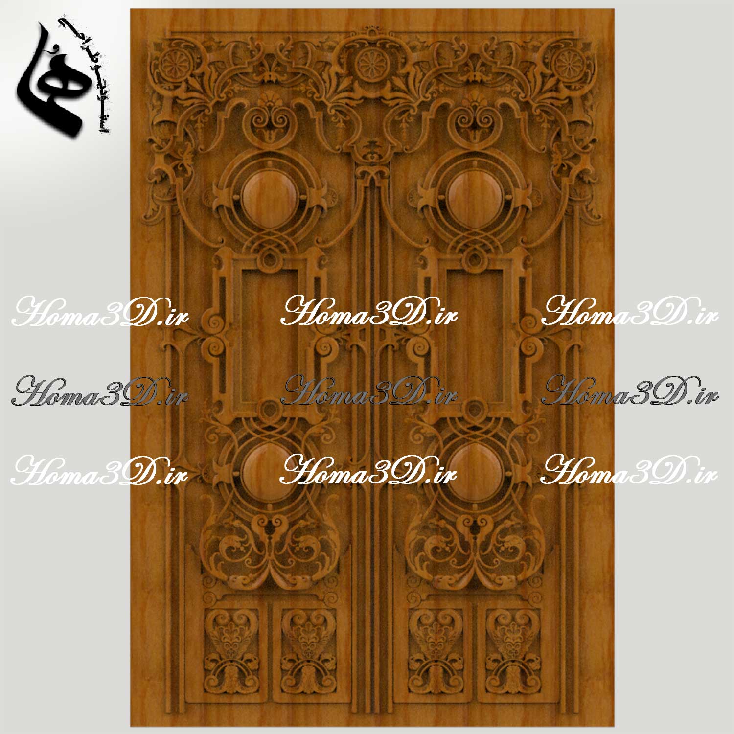 درب‌های چوبی با حکاکی – فایل‌های سه‌بعدی آماده برای دانلود
