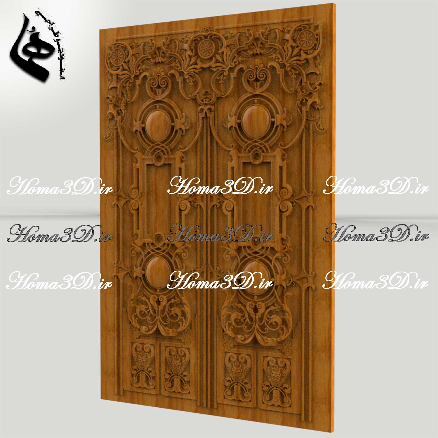 درب‌های چوبی با حکاکی – فایل‌های سه‌بعدی آماده برای دانلود