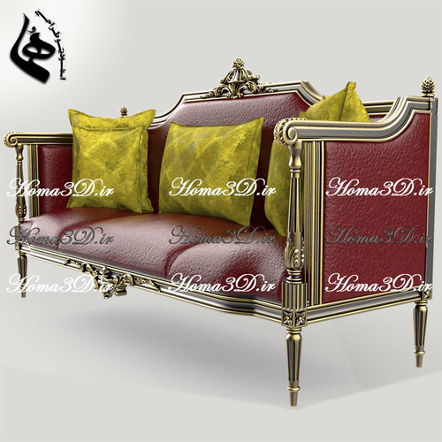 خرید و دانلود فایل طراحی 3بعدی منبت کاناپه با ظرافت جهت تولید، رندرینگ و CNC (طراحیشده در Maya)