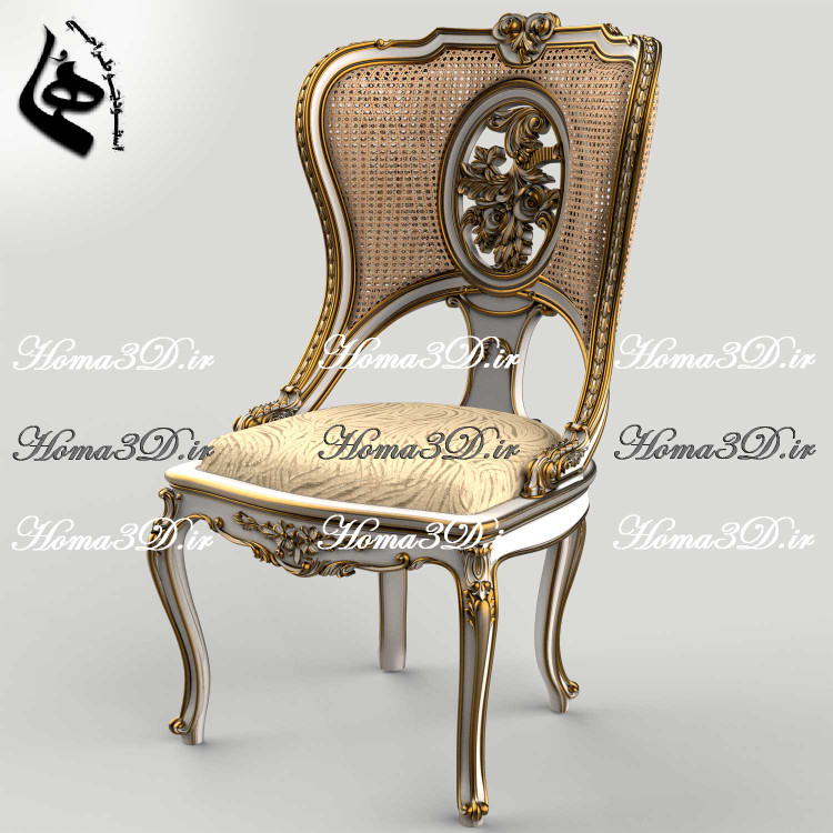 خرید و دانلود فایل طراحی 3بعدی منبت صندلی شاهنشین لوکس ورساچ جهت تولید، رندرینگ و CNC