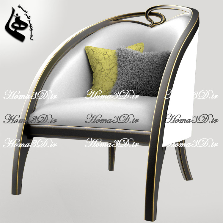 فایل طراحی 3بعدی مبلمان لوکس با فریم زیبا و انحنای خاص از سبک نئوکلاسیک