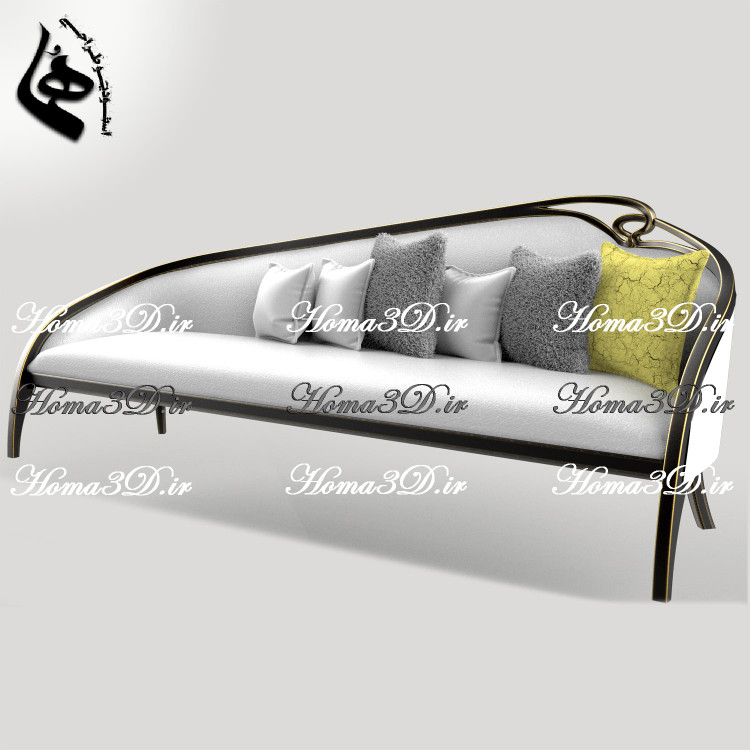 فایل طراحی 3بعدی مبلمان لوکس با فریم زیبا و انحنای خاص از سبک نئوکلاسیک