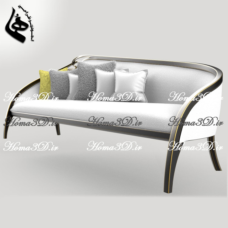 فایل طراحی 3بعدی مبلمان لوکس با فریم زیبا و انحنای خاص از سبک نئوکلاسیک