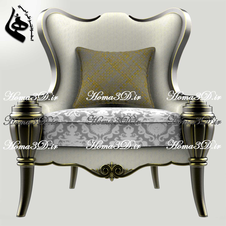 قالب طراحی و چوبگیری و فایل کد مبل لوکس موزهای با پایههای گرد خاص