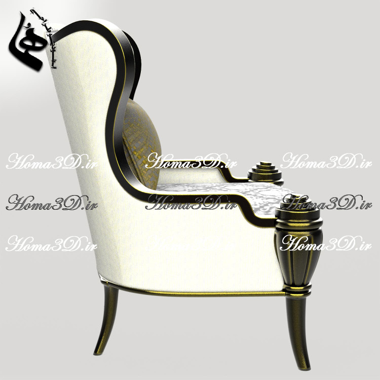 قالب طراحی و چوبگیری و فایل کد مبل لوکس موزهای با پایههای گرد خاص